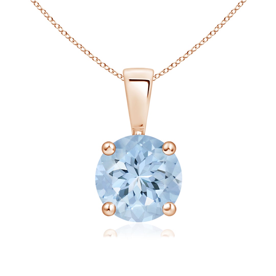 Classic Round Aquamarine Solitaire Pendant Necklace