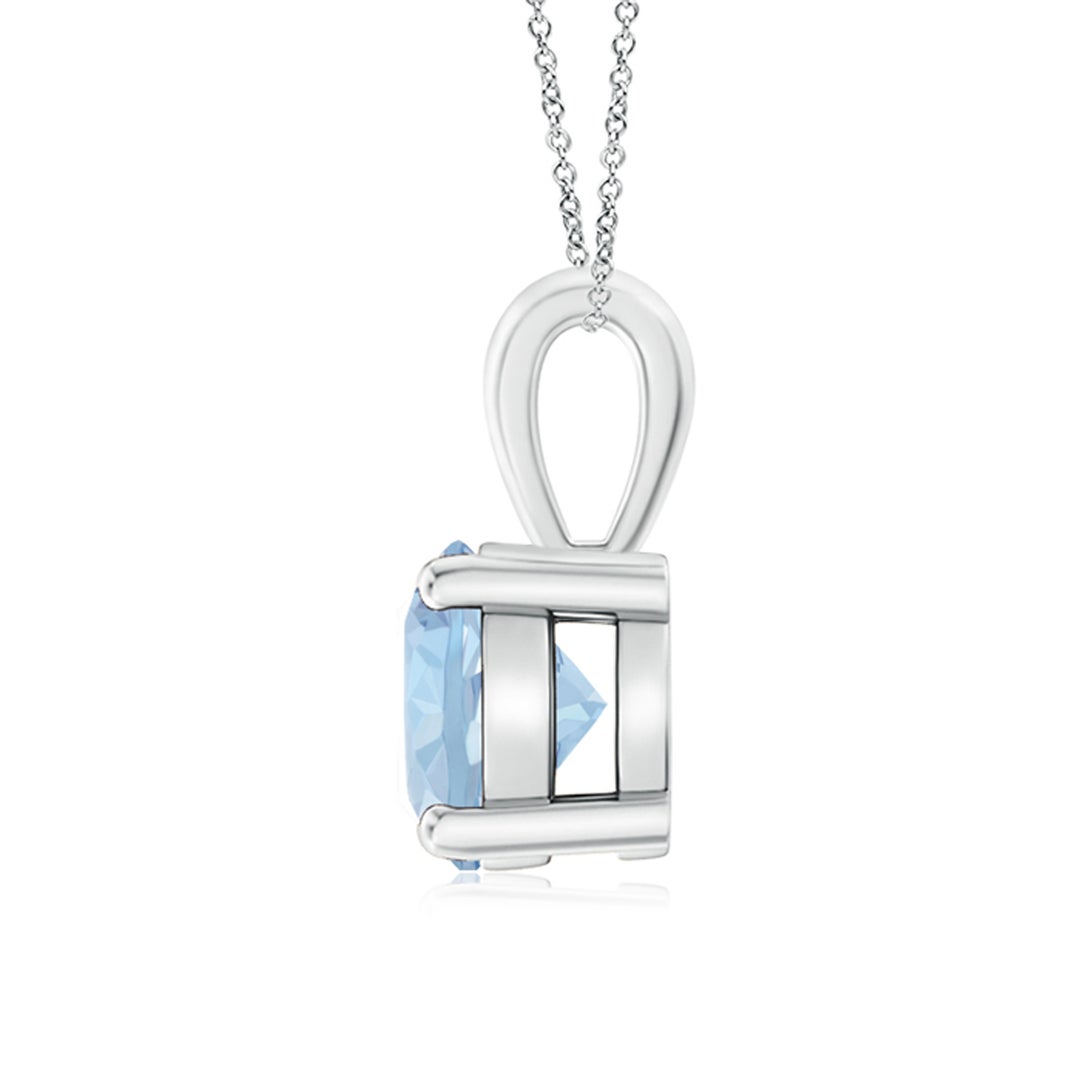 Classic Round Aquamarine Solitaire Pendant Necklace
