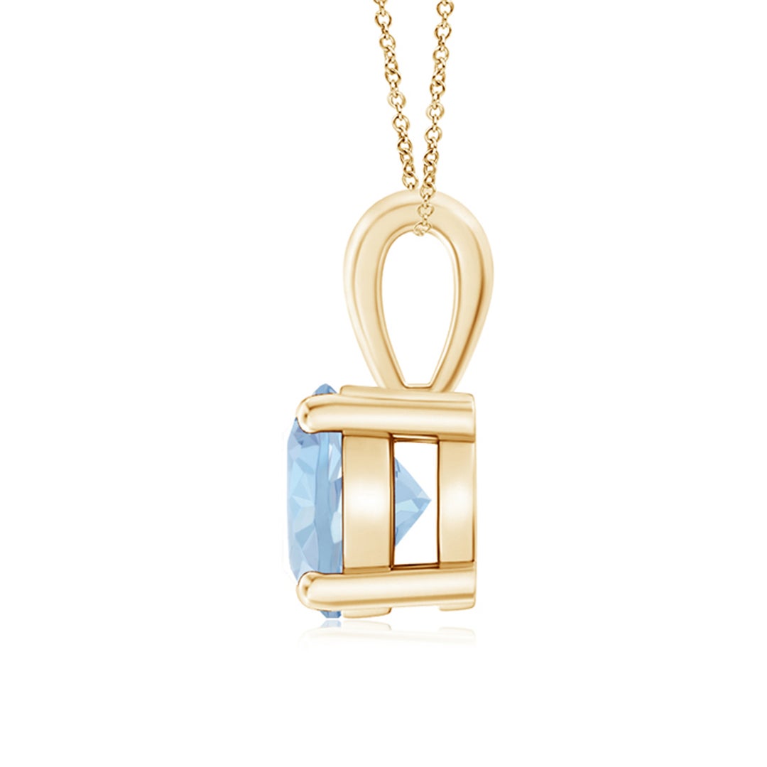 Classic Round Aquamarine Solitaire Pendant Necklace