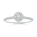 Classic Round Halo Moissanite with Pavé Accents Promise Ring