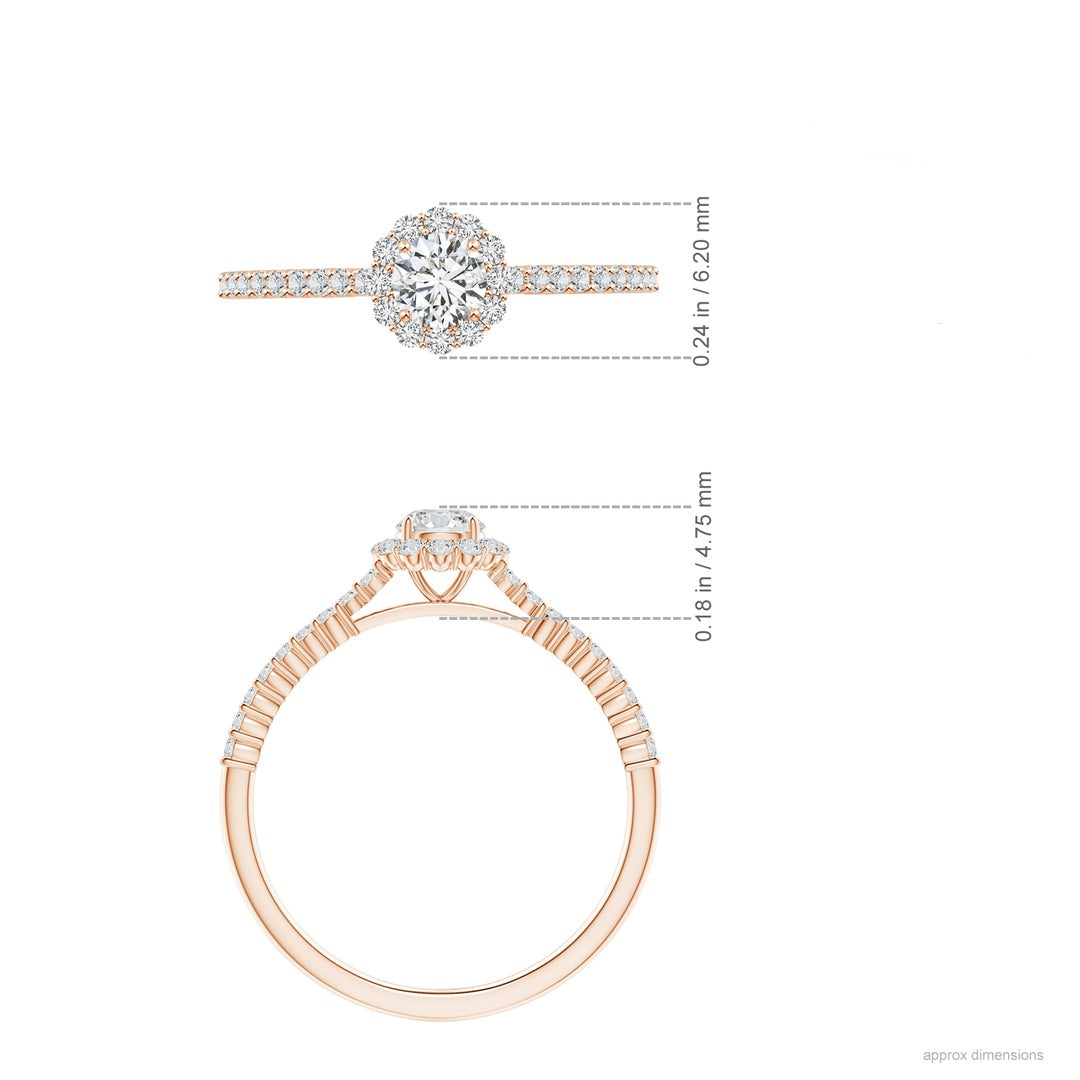 Classic Round Halo Moissanite with Pavé Accents Promise Ring