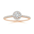 Classic Round Halo Moissanite with Pavé Accents Promise Ring