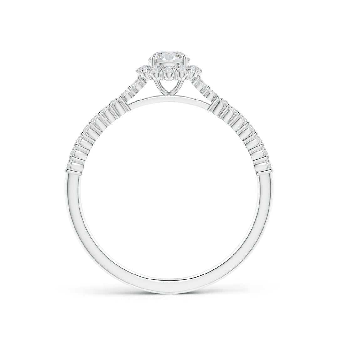Classic Round Halo Moissanite with Pavé Accents Promise Ring