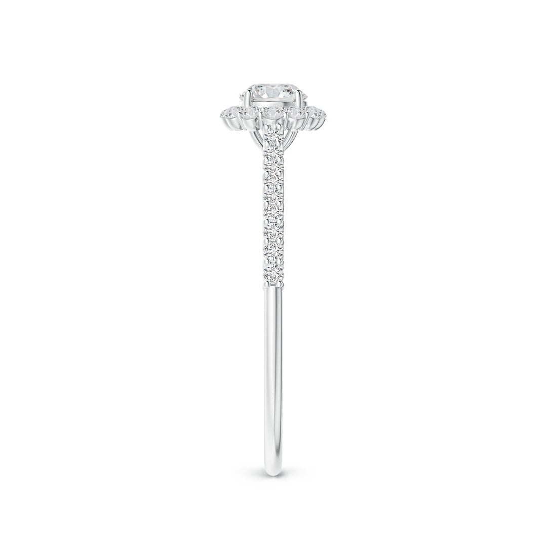 Classic Round Halo Moissanite with Pavé Accents Promise Ring