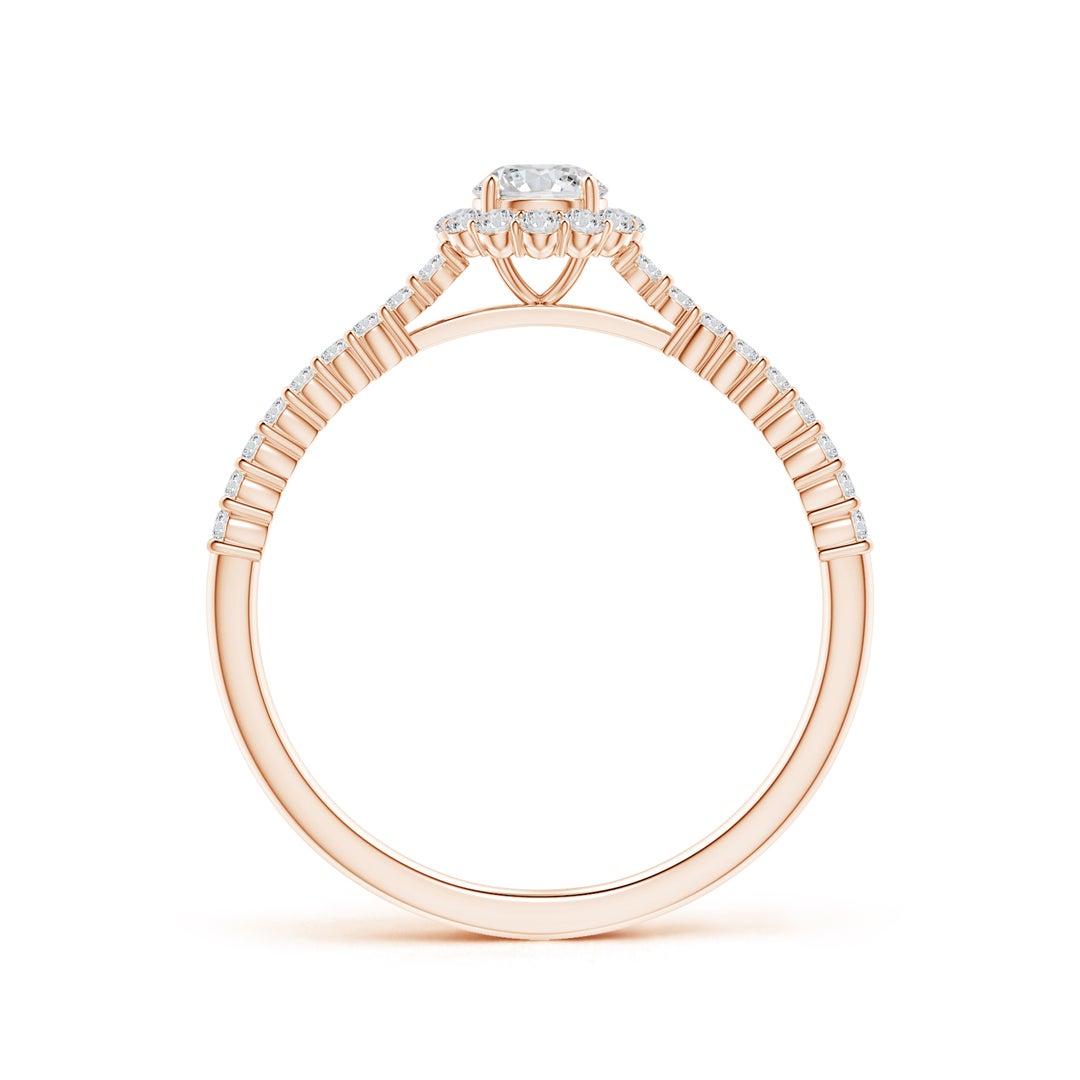 Classic Round Halo Moissanite with Pavé Accents Promise Ring