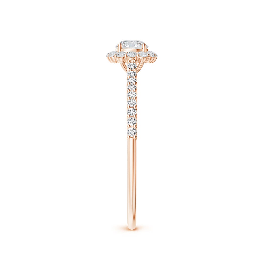 Classic Round Halo Moissanite with Pavé Accents Promise Ring