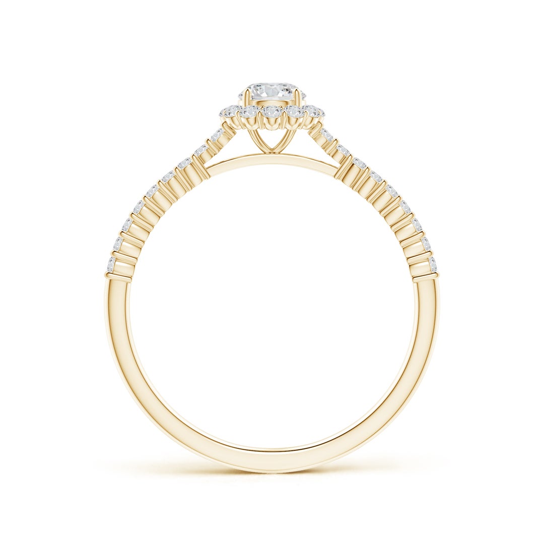 Classic Round Halo Moissanite with Pavé Accents Promise Ring