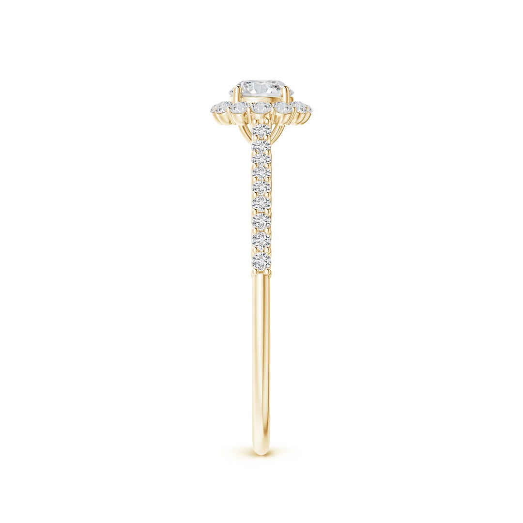Classic Round Halo Moissanite with Pavé Accents Promise Ring