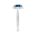 Classic Round London Blue Topaz Halo Moissanite Pavé Accents Engagement Ring
