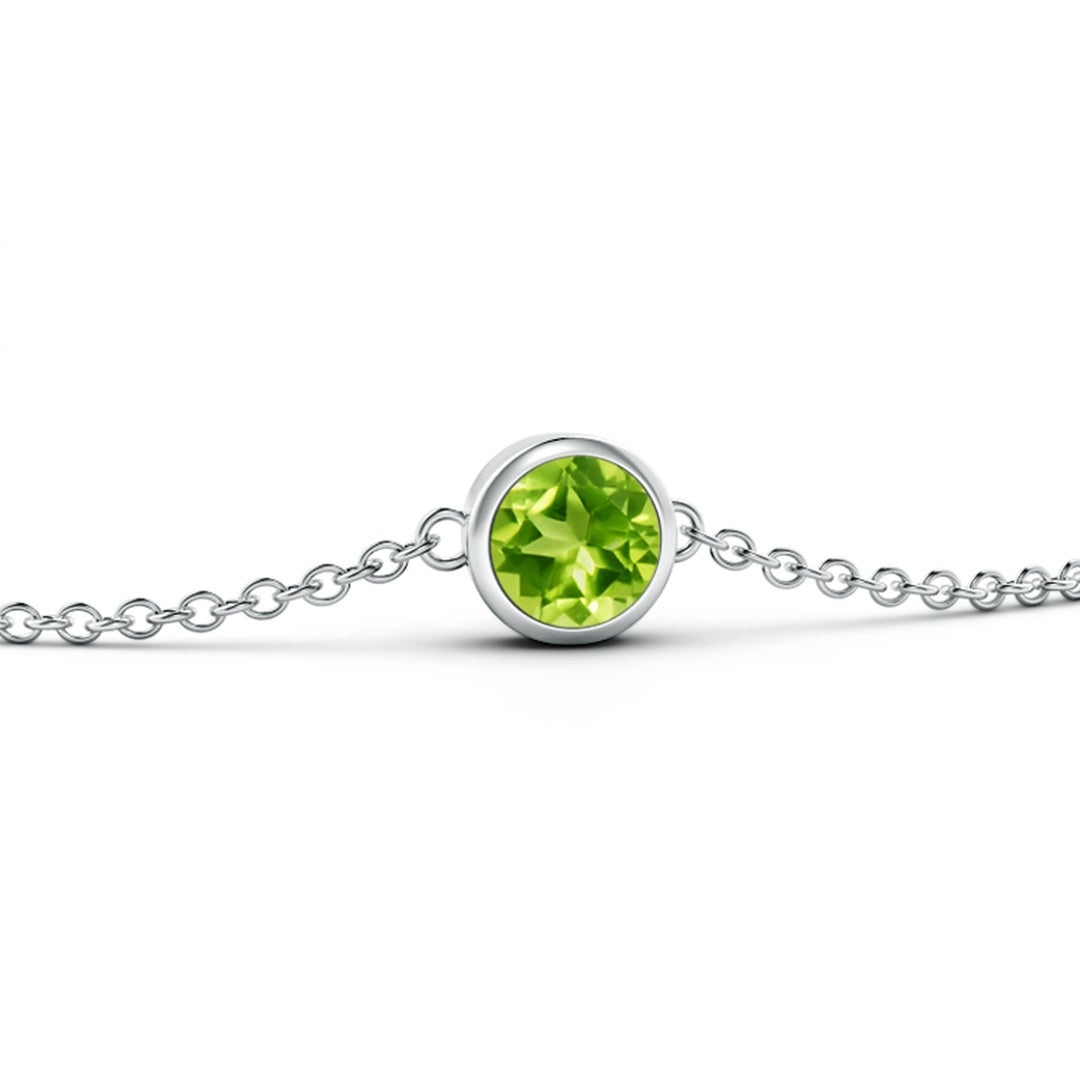 Classic Round Peridot Bezel Chain Bracelet