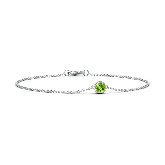 Classic Round Peridot Bezel Chain Bracelet