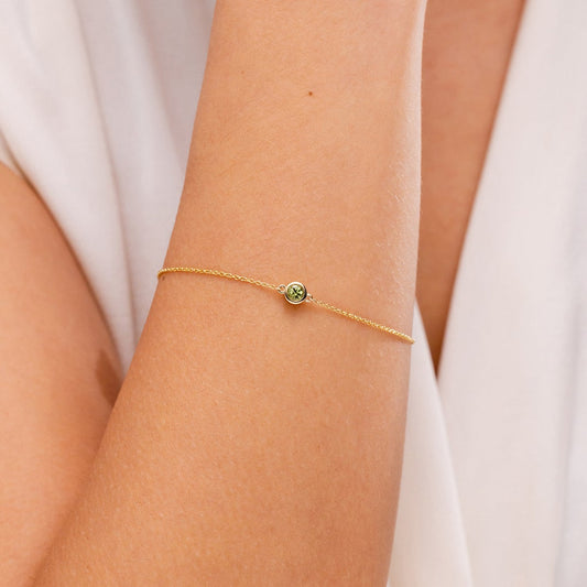 Classic Round Peridot Bezel Chain Bracelet
