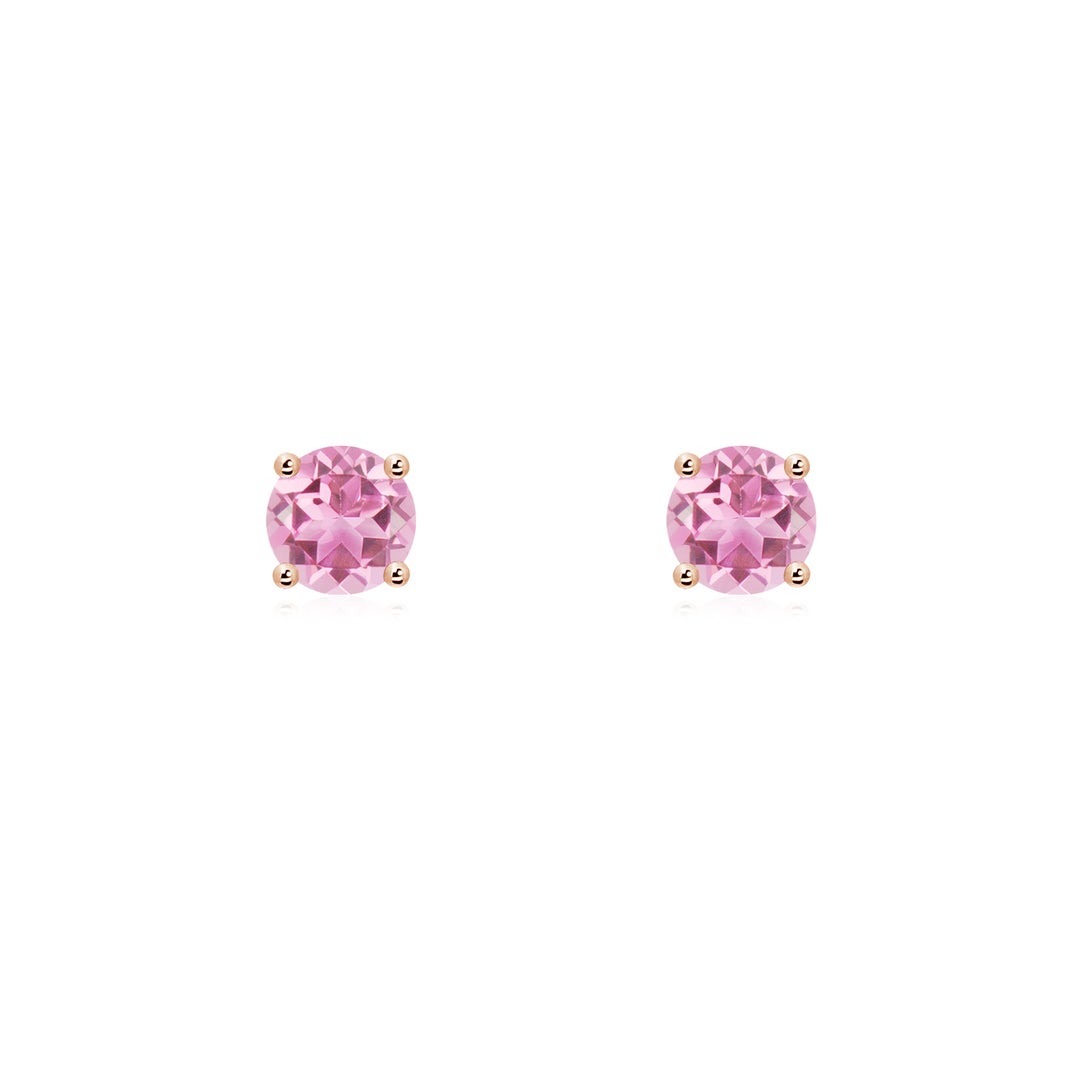 Classic Round Pink Tourmaline Stud Earrings