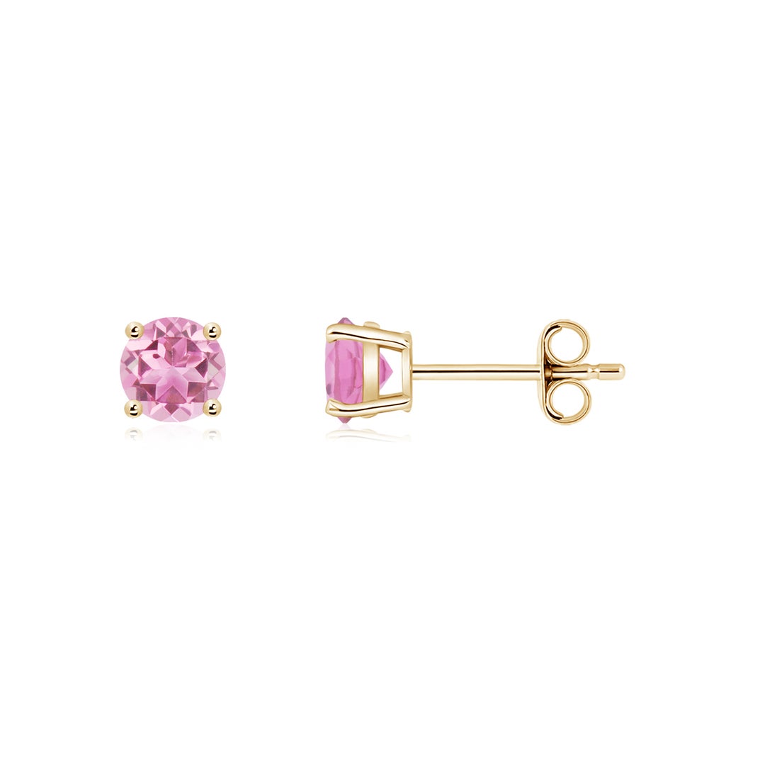 Classic Round Pink Tourmaline Stud Earrings