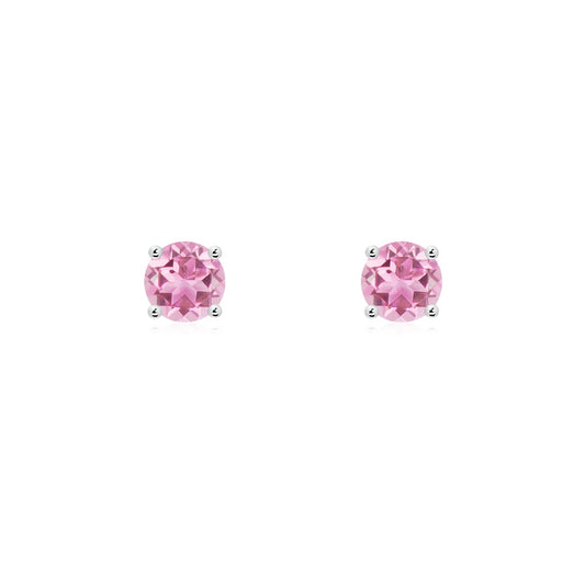 Classic Round Pink Tourmaline Stud Earrings
