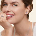 Load image into Gallery viewer, Classic Silver Solitaire Round Sapphire Stud Earrings
