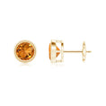 Classic Citrine Bezel-Set Stud Earrings