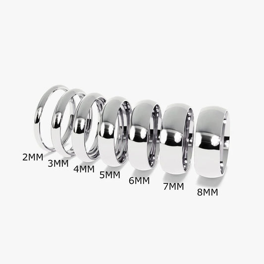 Sterling Silver Classic High Polished Dome Wedding Band