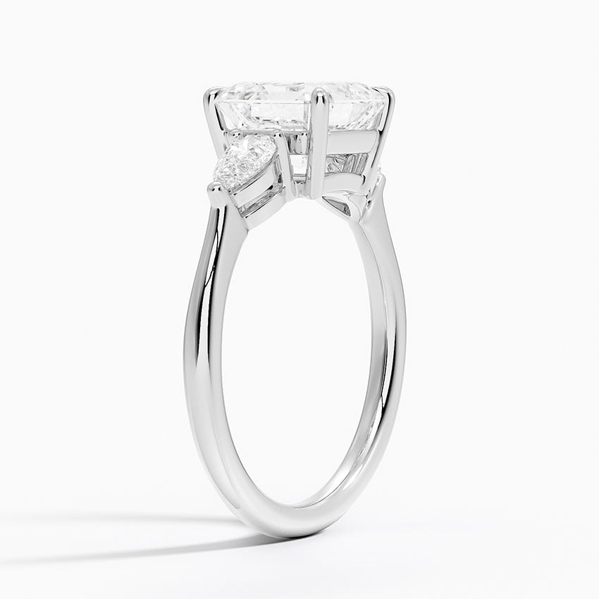 Classic Three Stone Asscher Cut Moissanite Engagement Ring