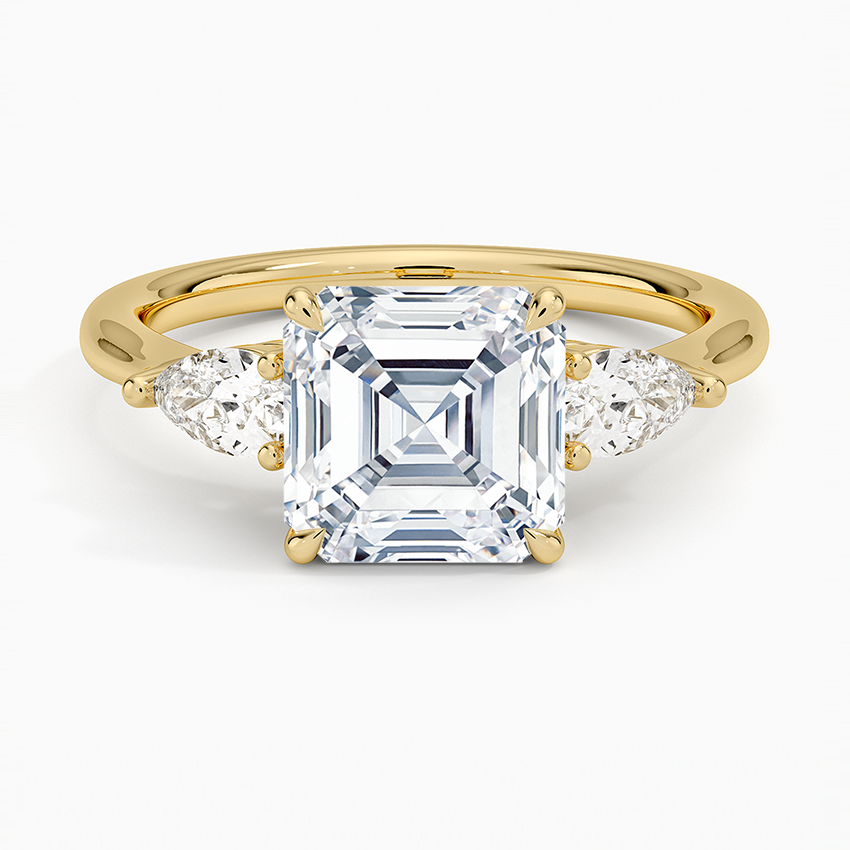 Classic Three Stone Asscher Cut Moissanite Engagement Ring