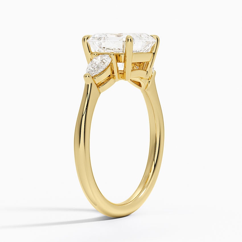 Classic Three Stone Asscher Cut Moissanite Engagement Ring