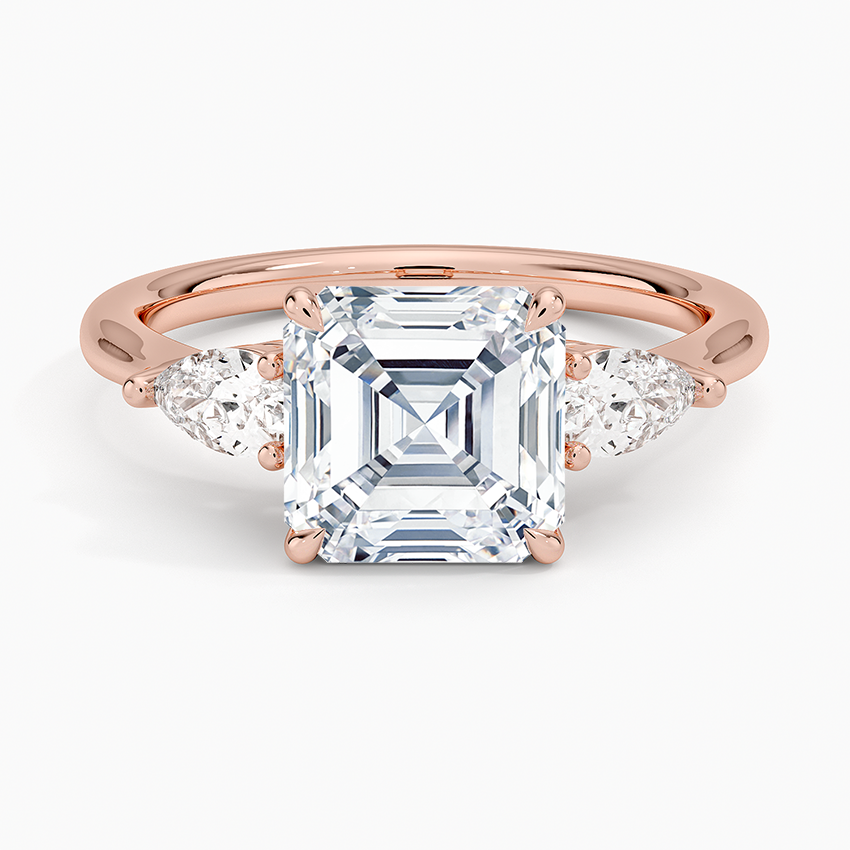 Classic Three Stone Asscher Cut Moissanite Engagement Ring
