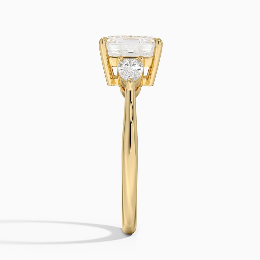 Classic Three Stone Asscher Cut Moissanite Engagement Ring