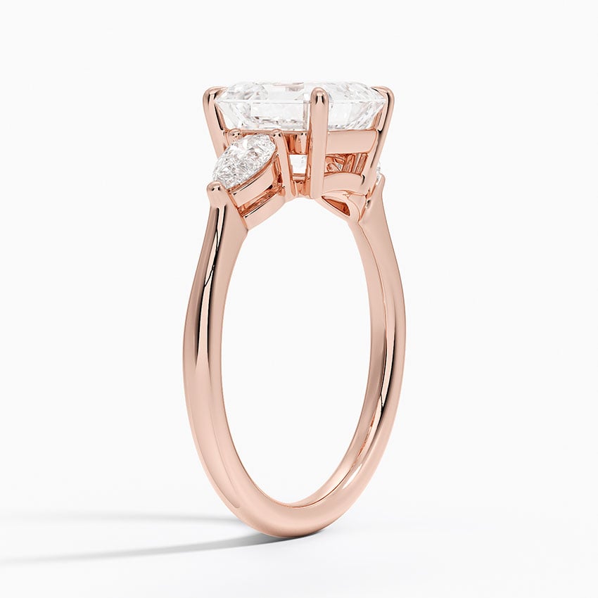 Classic Three Stone Asscher Cut Moissanite Engagement Ring