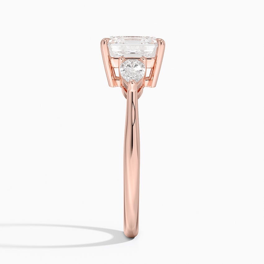 Classic Three Stone Asscher Cut Moissanite Engagement Ring
