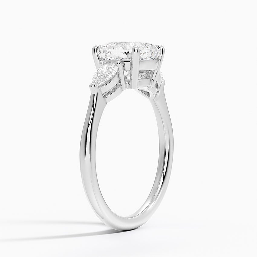 Classic Three Stone Cushion Cut Moissanite Engagement Ring