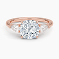 Classic Three Stone Cushion Cut Moissanite Engagement Ring