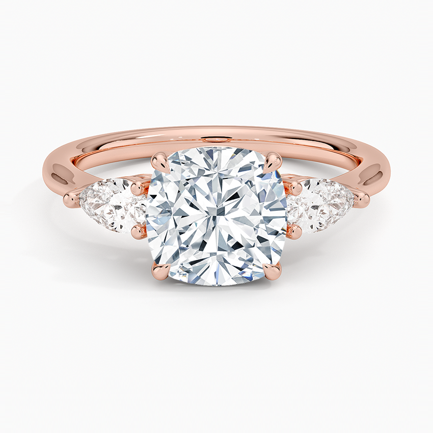 Classic Three Stone Cushion Cut Moissanite Engagement Ring