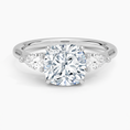 Classic Three Stone Cushion Cut Moissanite Engagement Ring