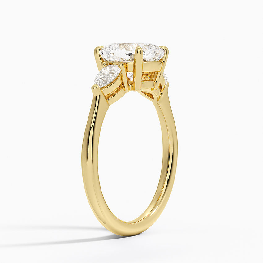 Classic Three Stone Cushion Cut Moissanite Engagement Ring