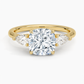 Classic Three Stone Cushion Cut Moissanite Engagement Ring