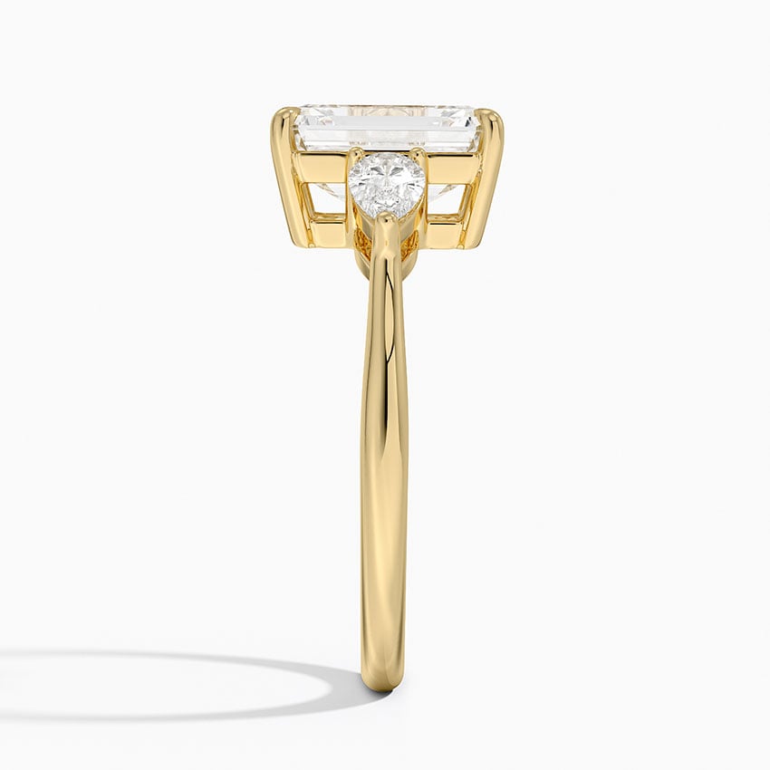 Classic Three Stone Emerald Cut Moissanite Engagement Ring