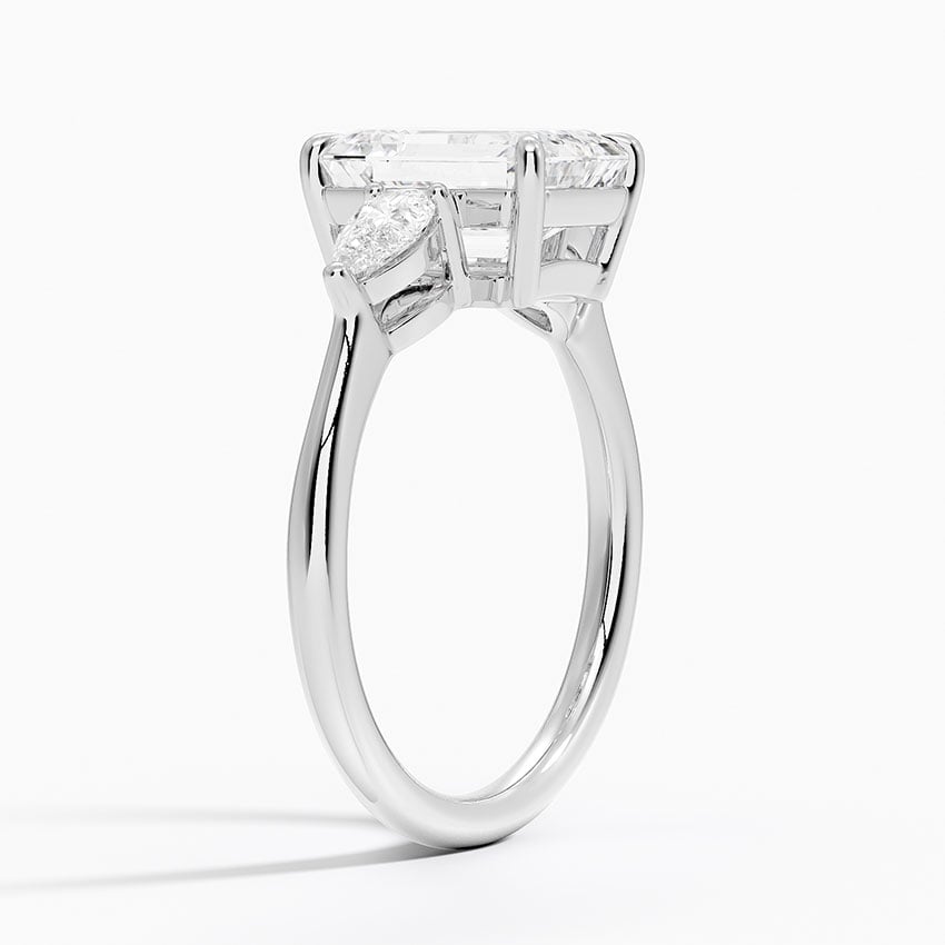Classic Three Stone Emerald Cut Moissanite Engagement Ring