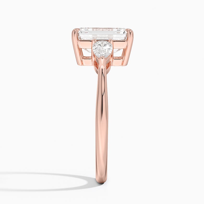 Classic Three Stone Emerald Cut Moissanite Engagement Ring