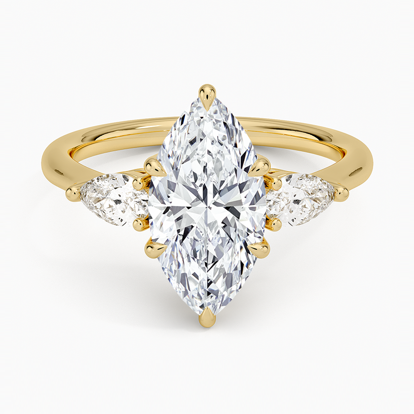 Classic Three Stone Marquise Cut Moissanite Engagement Ring