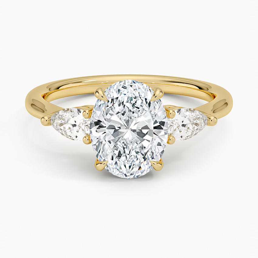 Classic Three Stone Oval Cut Moissanite Engagement Ring