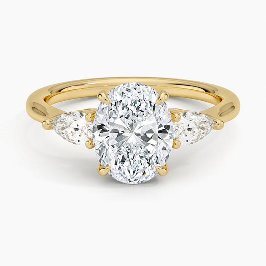 Classic Three Stone Oval Cut Moissanite Engagement Ring