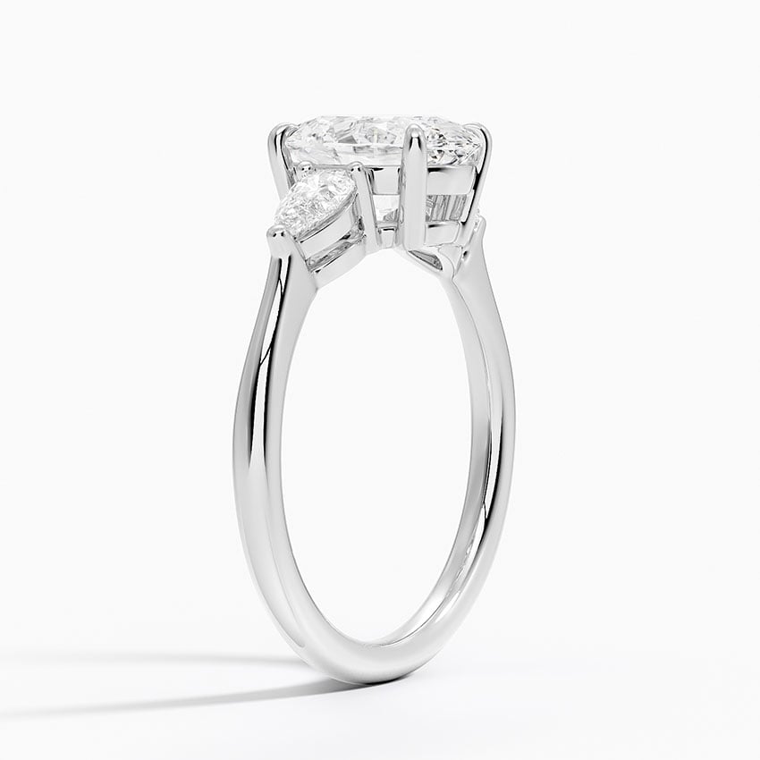 Classic Three Stone Oval Cut Moissanite Engagement Ring