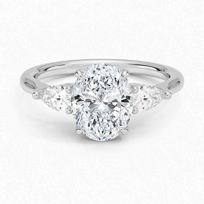 Classic Three Stone Oval Cut Moissanite Engagement Ring