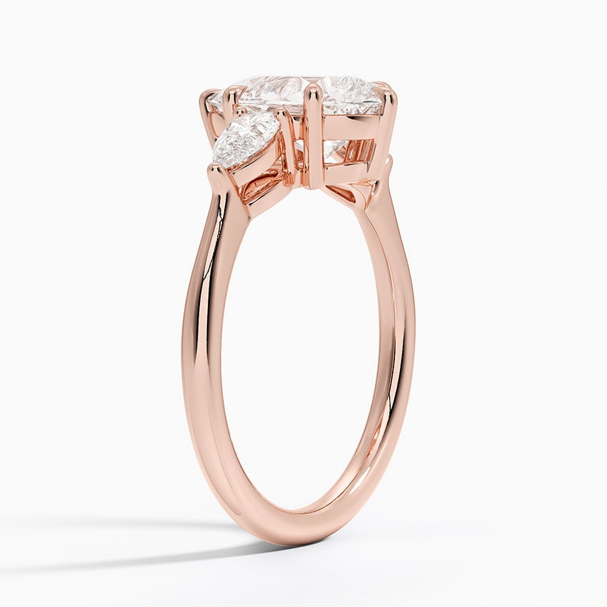 Classic Three Stone Pear Cut Moissanite Engagement Ring