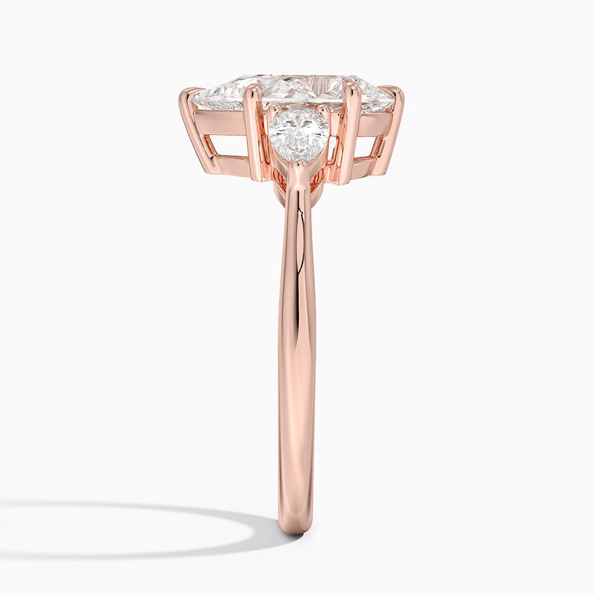 Classic Three Stone Pear Cut Moissanite Engagement Ring