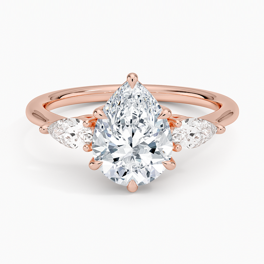 Classic Three Stone Pear Cut Moissanite Engagement Ring