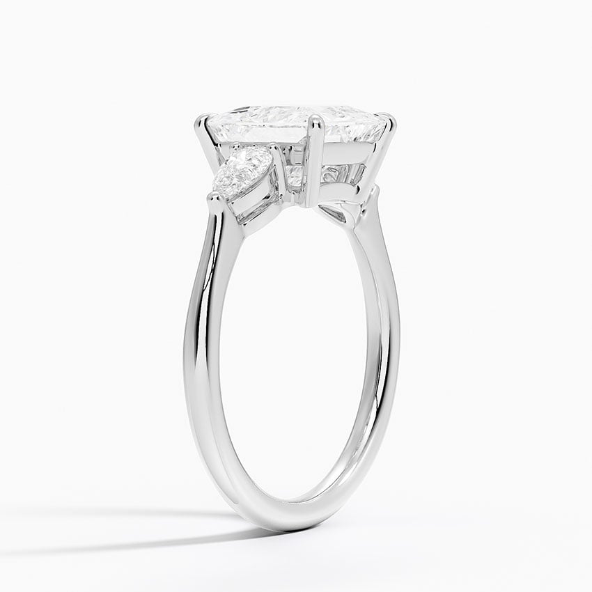 Classic Three Stone Princess Cut Moissanite Engagement Ring
