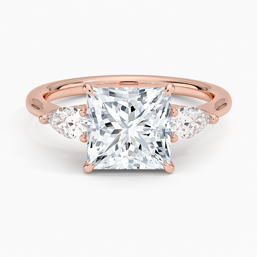 Classic Three Stone Princess Cut Moissanite Engagement Ring