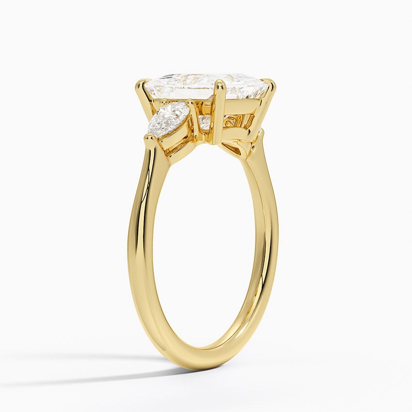 Classic Three Stone Princess Cut Moissanite Engagement Ring