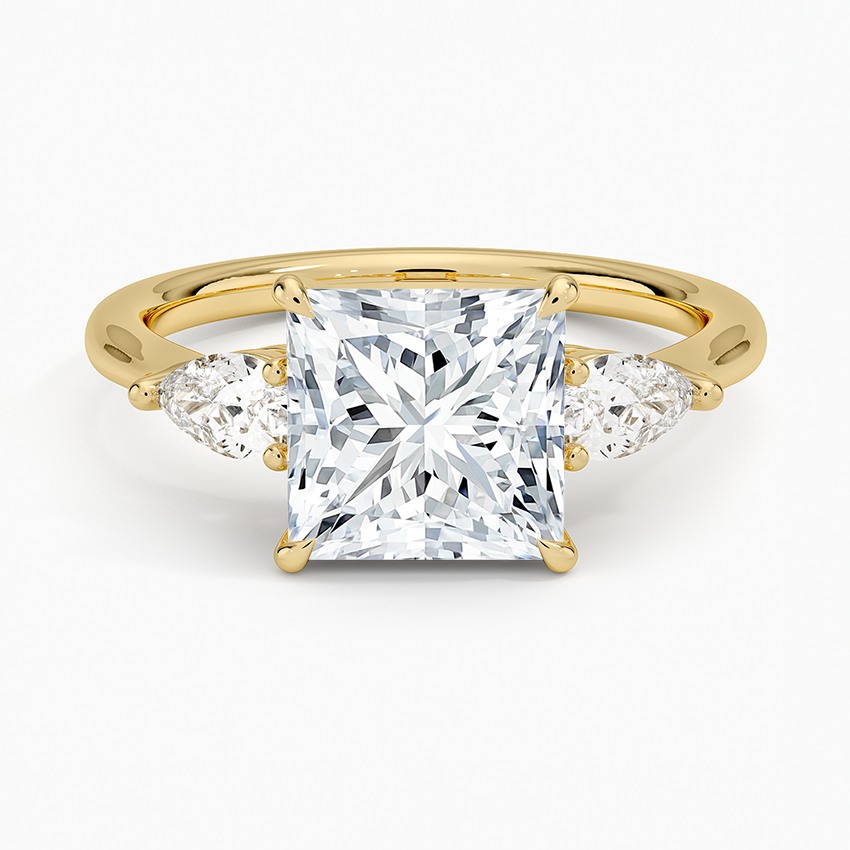 Classic Three Stone Princess Cut Moissanite Engagement Ring